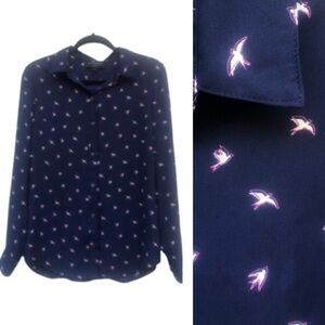 Banana Republic dove bird print blouse M